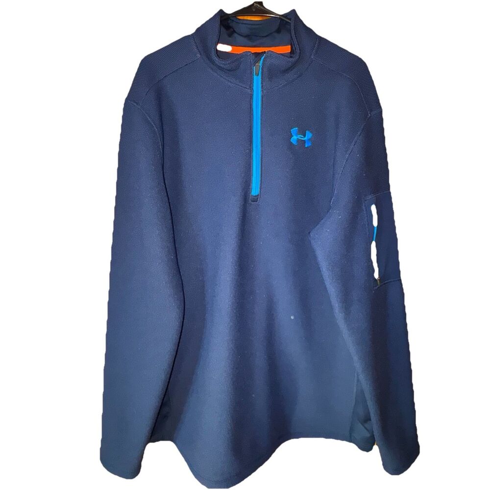 Under Armour Men’s 1/4 Zip  Jacket 2X  2015 Thick Navy Blue Pockets Quality